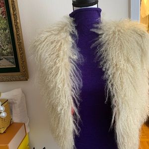 Mongolian Lamb Fur Vest Gilet Jacket S/M